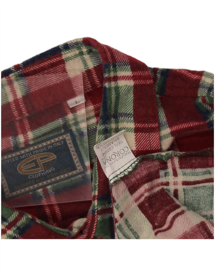 Camisa masculina de flanela EUROPEAN PROJECT grande algodão xadrez vermelho