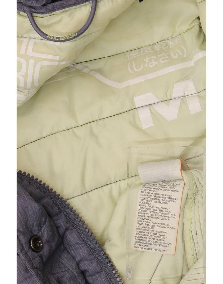 Jaqueta acolchoada com capuz feminina SUPERDRY UK 12 poliéster azul marinho médio