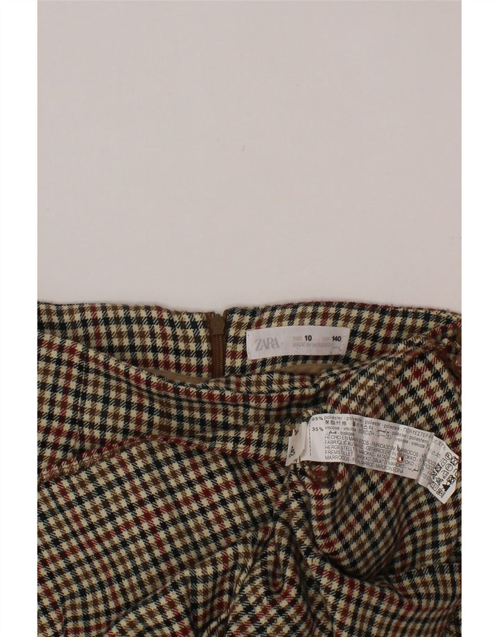 ZARA Girls Skort 9-10 Anos Poliéster Houndstooth Multicolorido