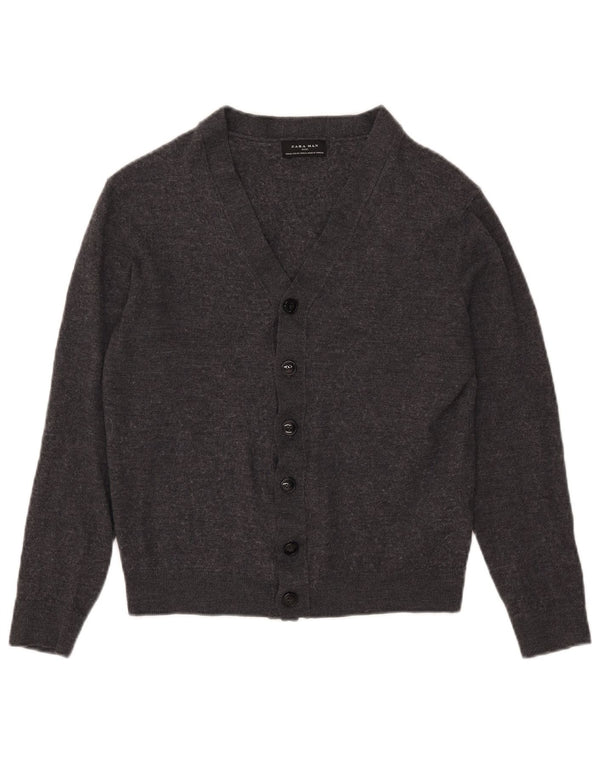 Zara Mens Cardigan Sweater XL Grey Acrylic
