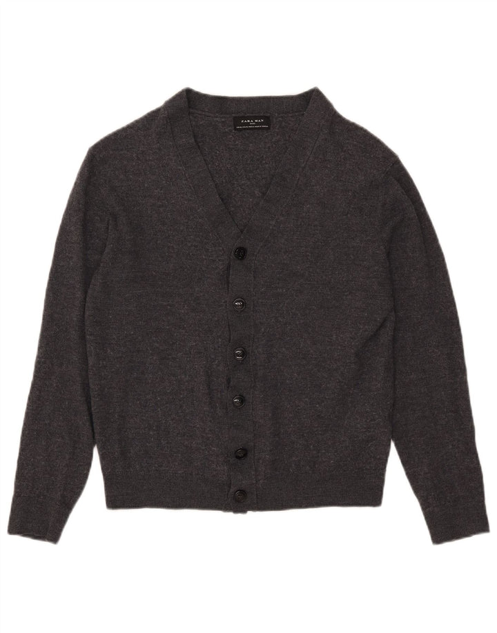 Zara Suéter Cardigan Masculino XL Cinza Acrílico