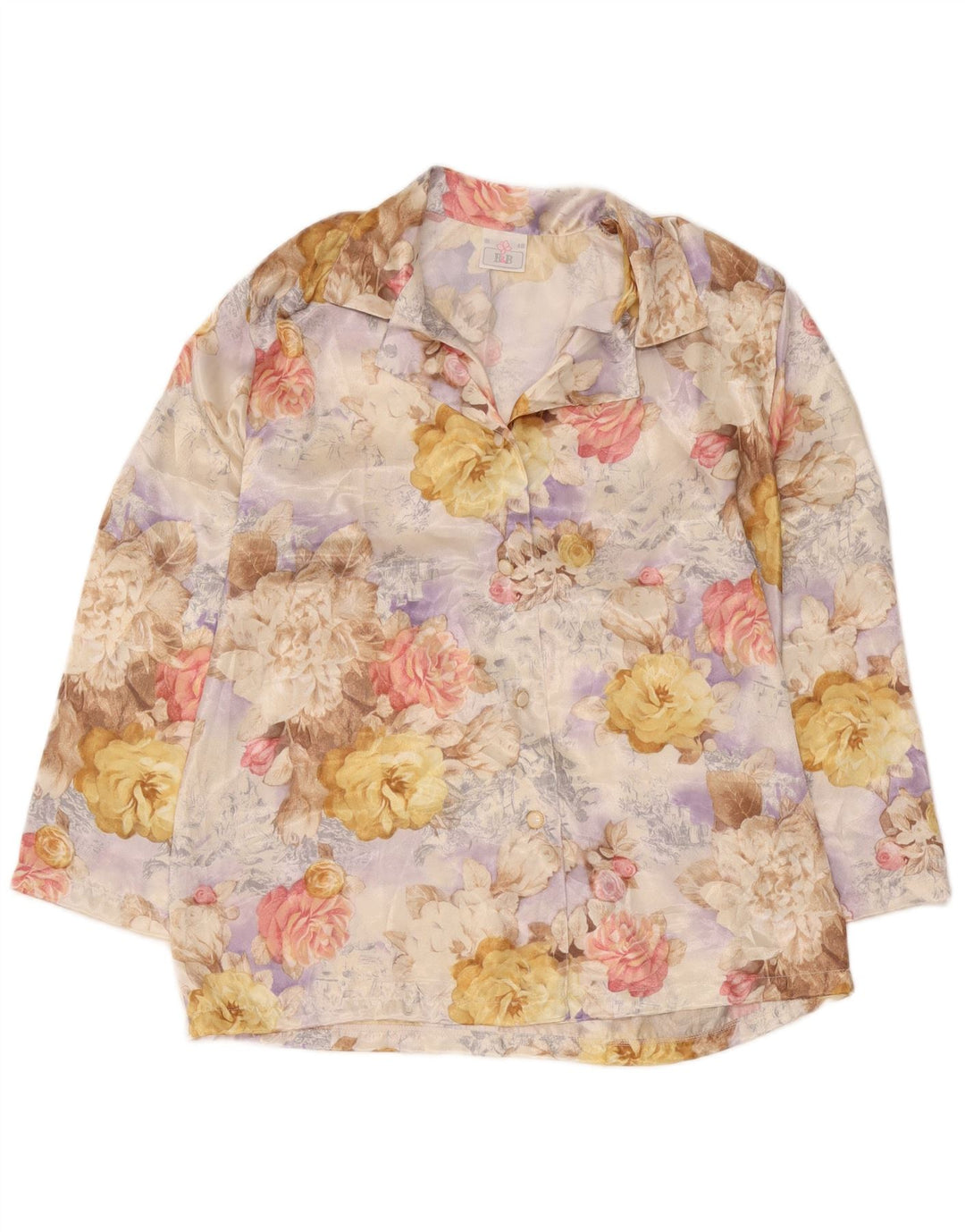 Camisa feminina vintage de manga comprida IT 48 XL multicolorida floral