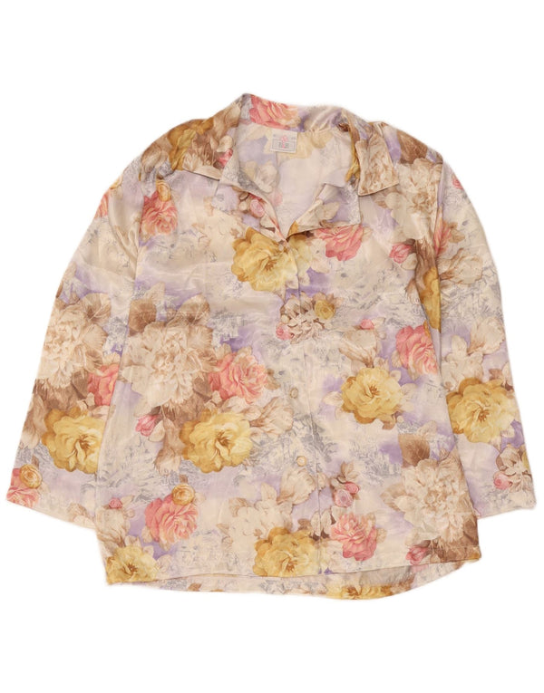 Camisa feminina vintage de manga comprida IT 48 XL multicolorida floral