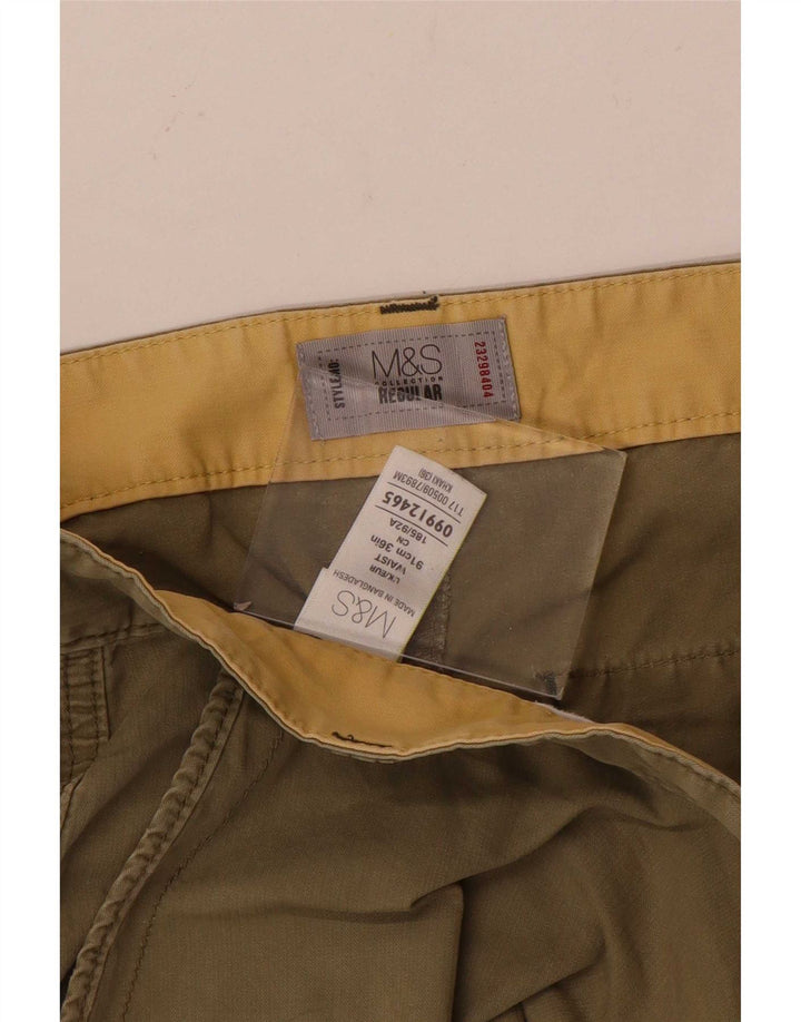 Shorts cargo masculino Marks & Spencer Regular Fit W36 grande algodão cáqui