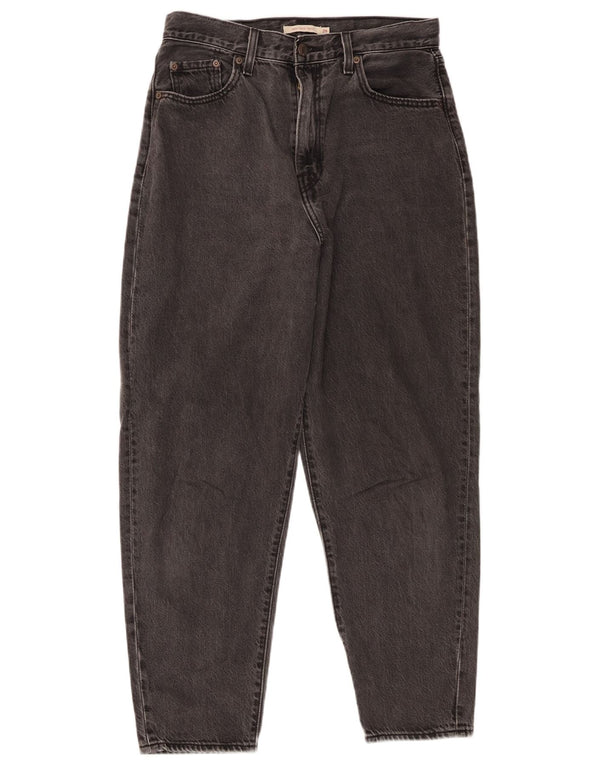 Calça jeans feminina Levi's cintura alta solta ajuste cônico W29 L29 algodão cinza