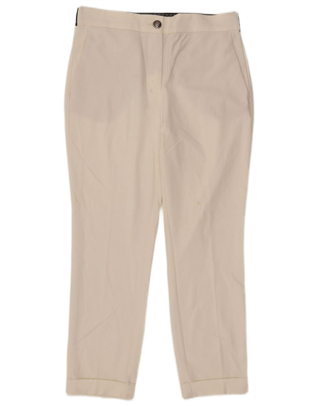 Calça Chino Slim Feminina Zara Grande W30 L27 Poliéster Colourblock Branco