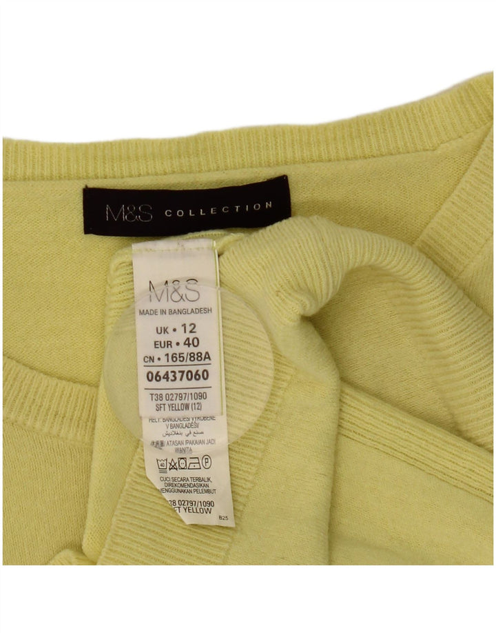 Suéter feminino Marks & Spencer com gola redonda Reino Unido 12 médio amarelo