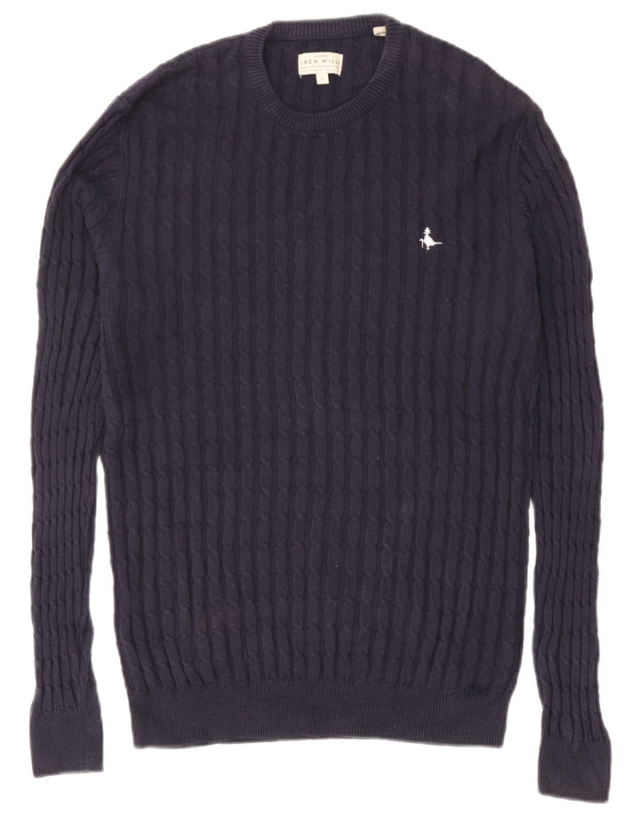 Suéter masculino Jack Wills com gola redonda, pequeno algodão azul marinho