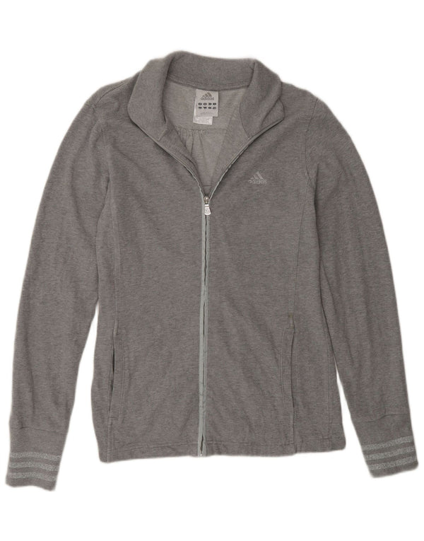 Adidas Womens Tracksuit Top Jacket UK 16 Grande Cinza Algodão