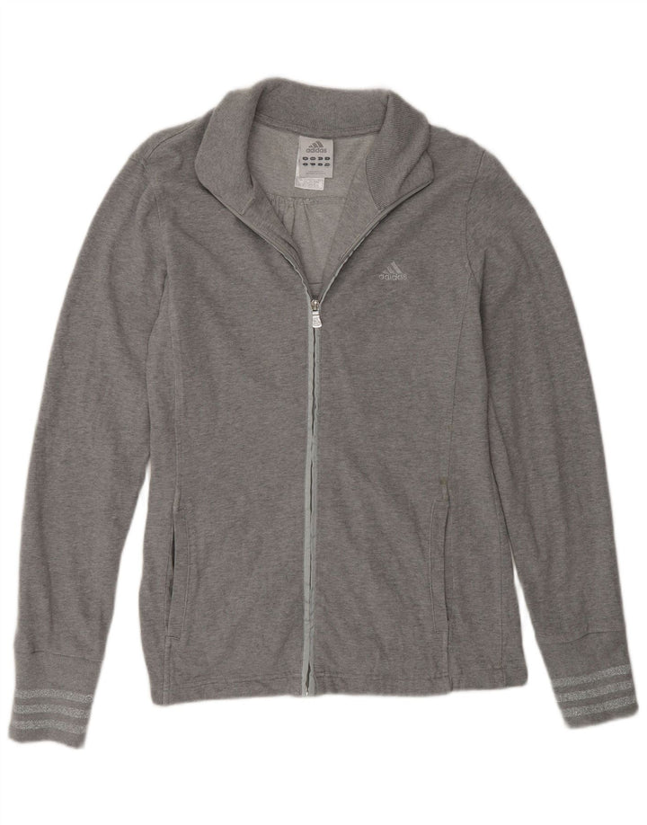 Adidas Womens Tracksuit Top Jacket UK 16 Grande Cinza Algodão