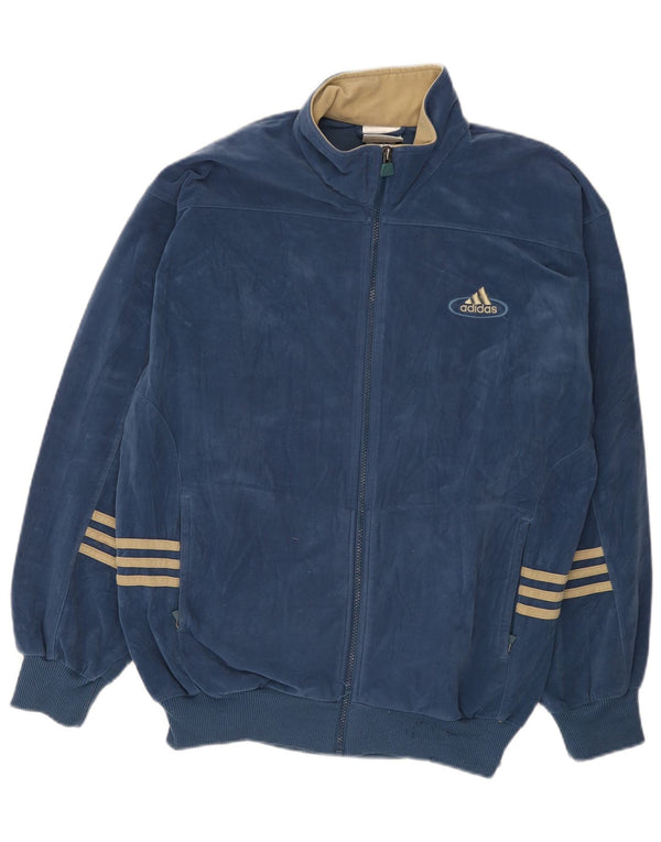 Adidas Mens Velour Tracksuit Top Jacket UK 40/42 Médio Azul Marinho Poliéster