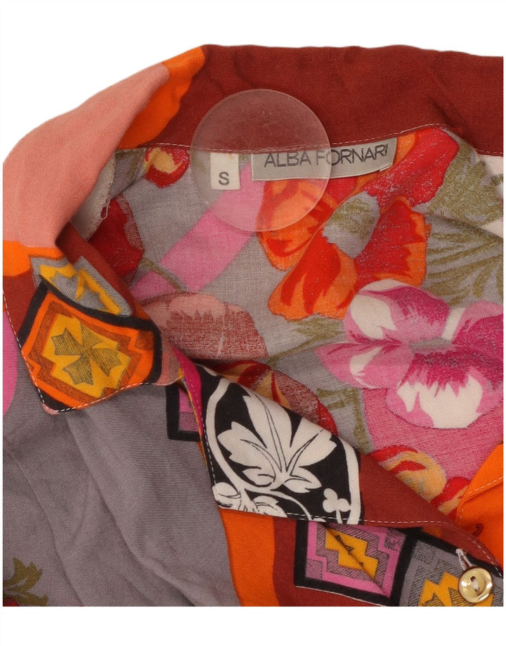 ALBA FORNARI Camisa feminina oversized UK 10 pequenos retalhos multicoloridos