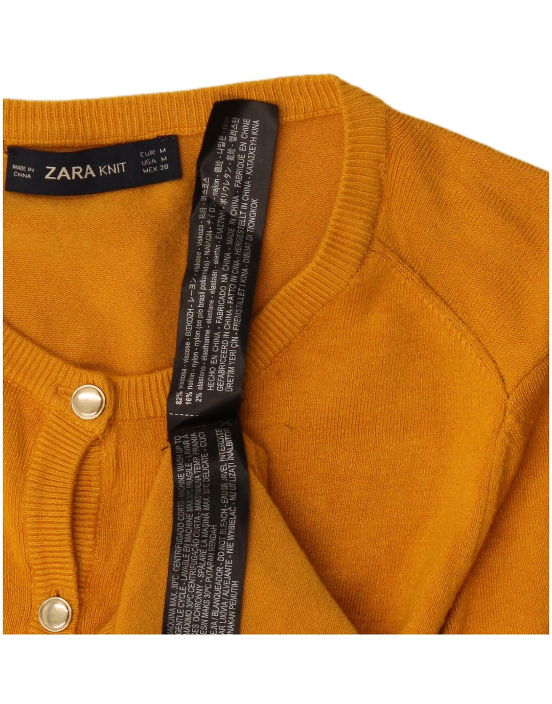 Suéter cardigã feminino Zara Reino Unido 12 viscose amarela média