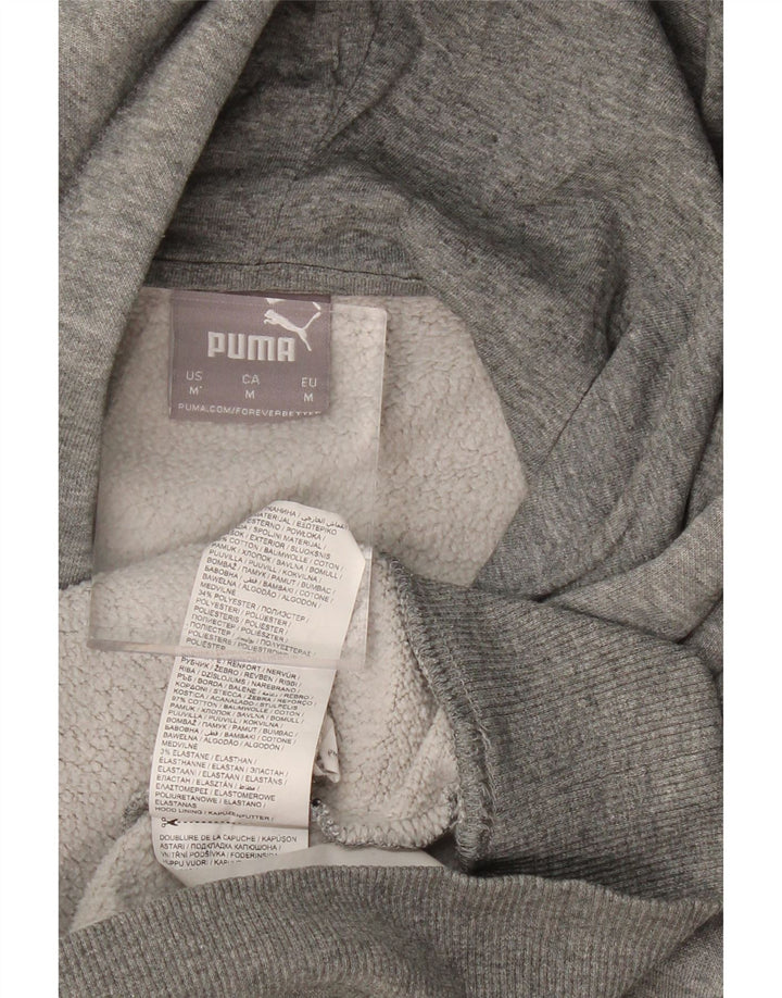 Suéter PUMA masculino com capuz gráfico cinza médio algodão manchado