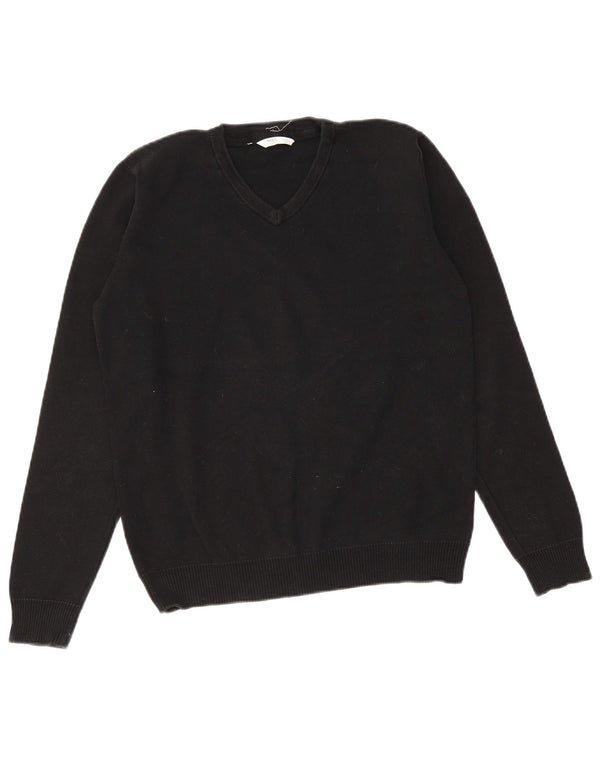 Suéter Marks & Spencer Boys com decote em V 14-15 anos algodão preto