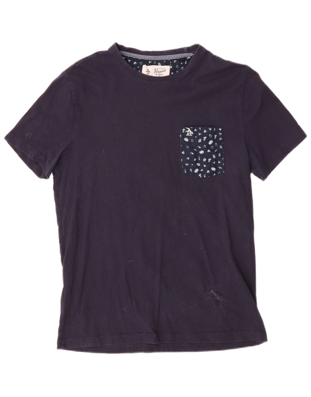 Camiseta masculina Penguin Top médio algodão azul marinho