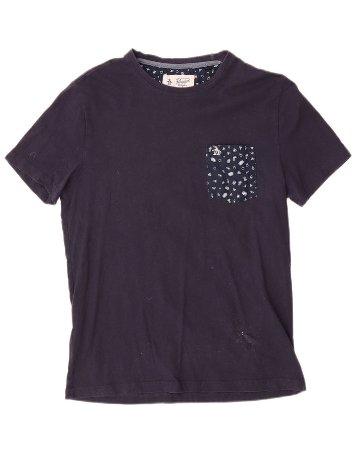 Camiseta masculina Penguin Top médio algodão azul marinho