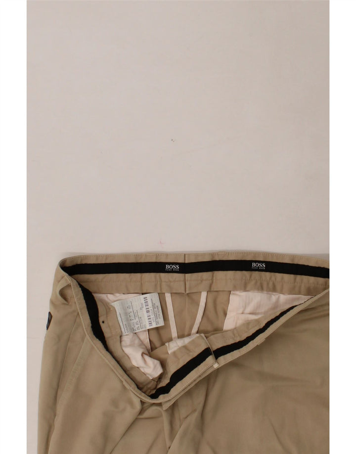 HUGO BOSS Mens Straight Suit Trousers W36 L33 Beige Cotton Vintage Hugo Boss and Second-Hand Hugo Boss from Messina Hembry 