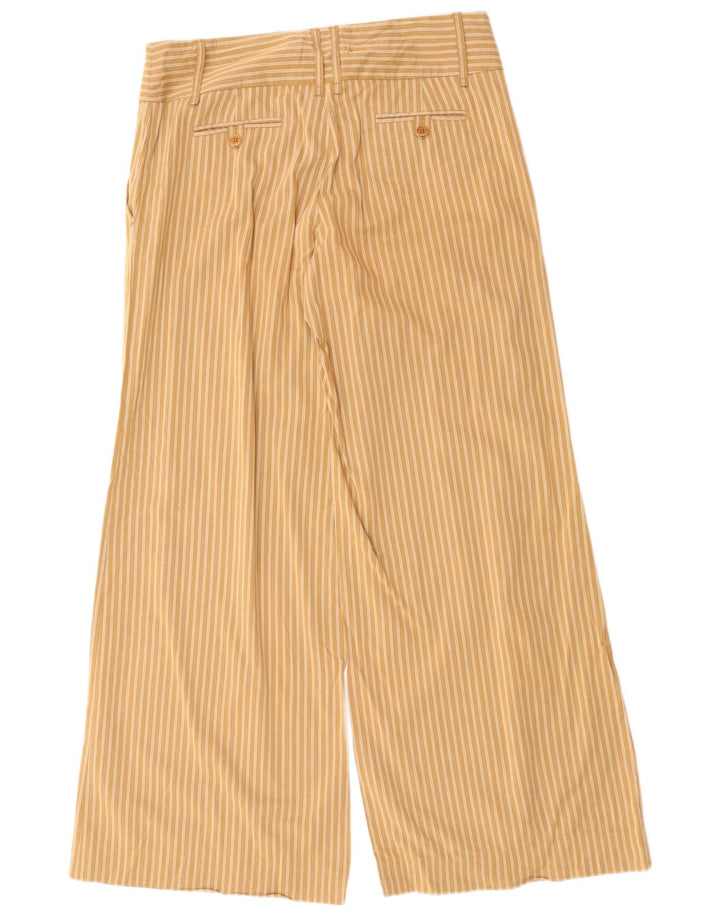 Calça feminina casual de perna larga MAX MARA US 10 grande W34 L32 listrada marrom