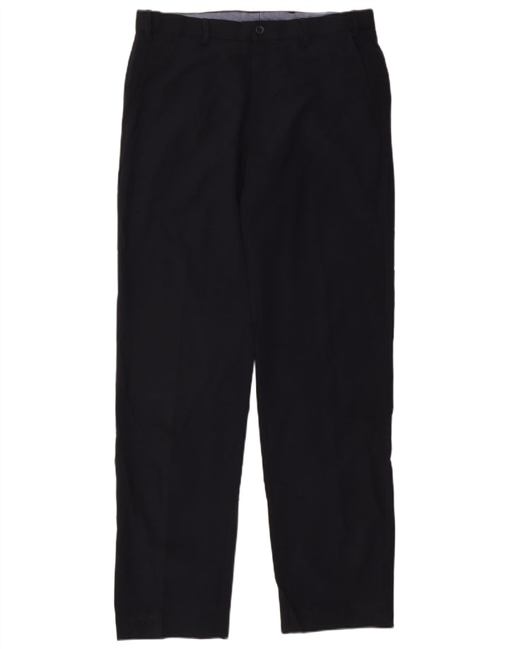 Calça masculina reta regular Marks & Spencer W34 L33 azul marinho