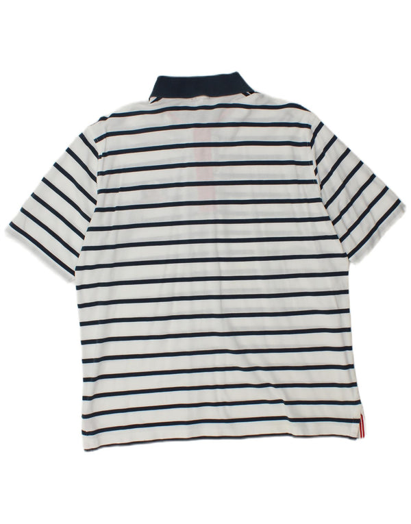 Camisa polo masculina de rugby Amerigo Vespucci grande listrada branca