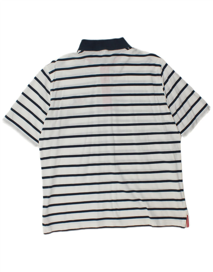 Camisa polo masculina de rugby Amerigo Vespucci grande listrada branca