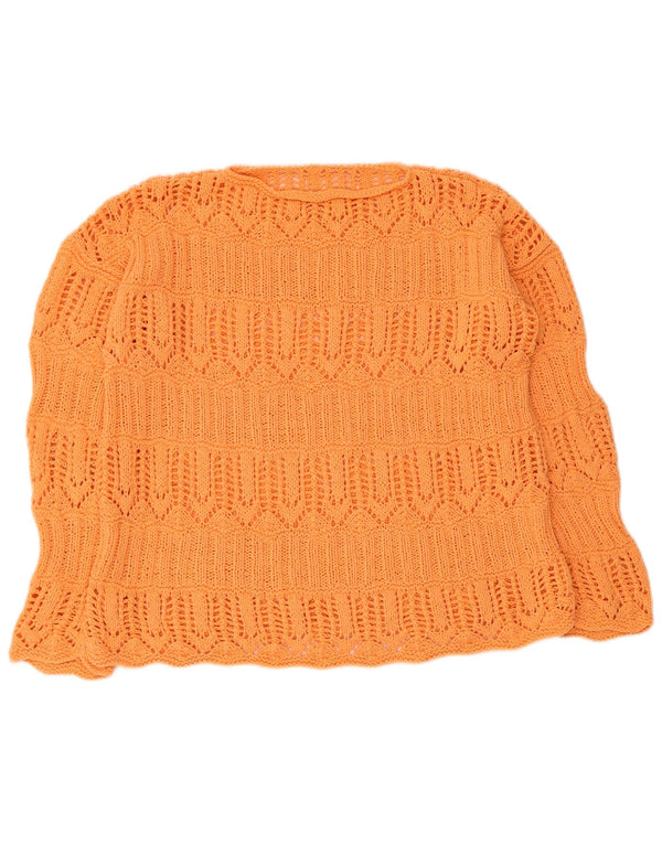Suéter feminino vintage com gola canoa Reino Unido 16 grande laranja