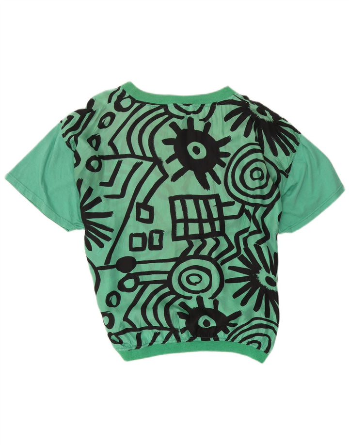 Codice blusa feminina oversized top IT 44 seda geométrica verde médio