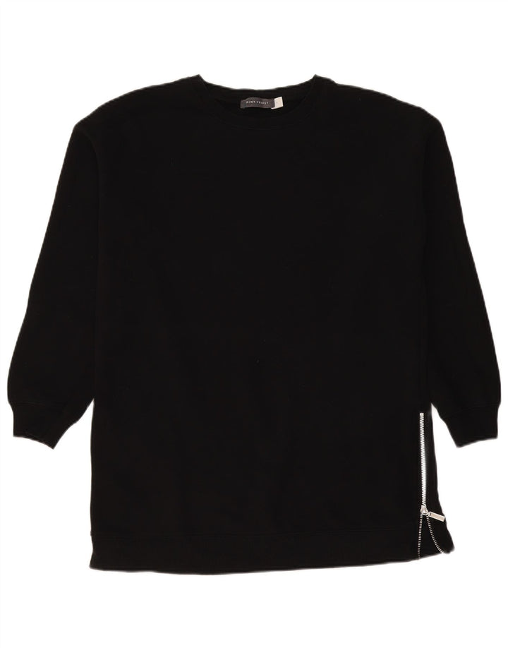 Suéter feminino MINT VELVET Longline oversized com capuz Reino Unido 10 pequeno preto