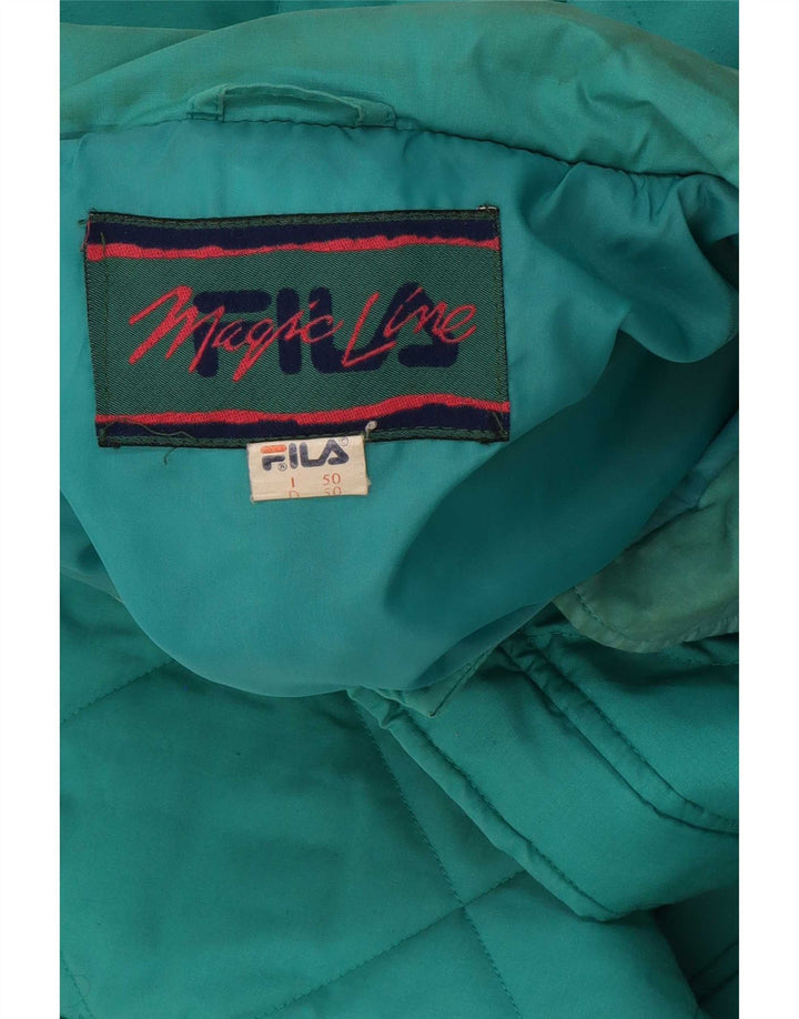 Jaqueta acolchoada masculina Fila IT 50 grande poliéster turquesa