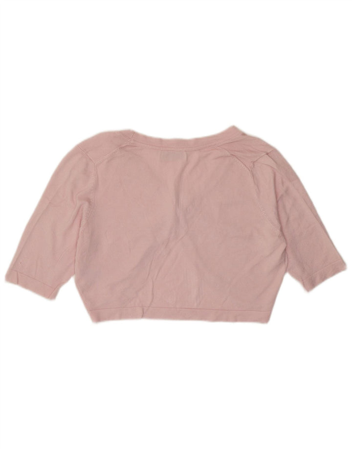 Suéter cardigã feminino de manga curta Marks & Spencer Reino Unido 14 rosa médio