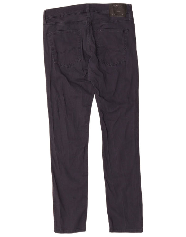 Calça masculina reta casual Jack & Jones W32 L32 algodão azul marinho