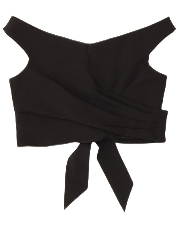 Coast Womens Crop Off Shoulder Top UK 16 Grande Poliéster Preto