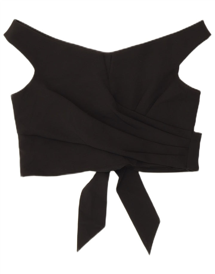 Coast Womens Crop Off Shoulder Top UK 16 Grande Poliéster Preto