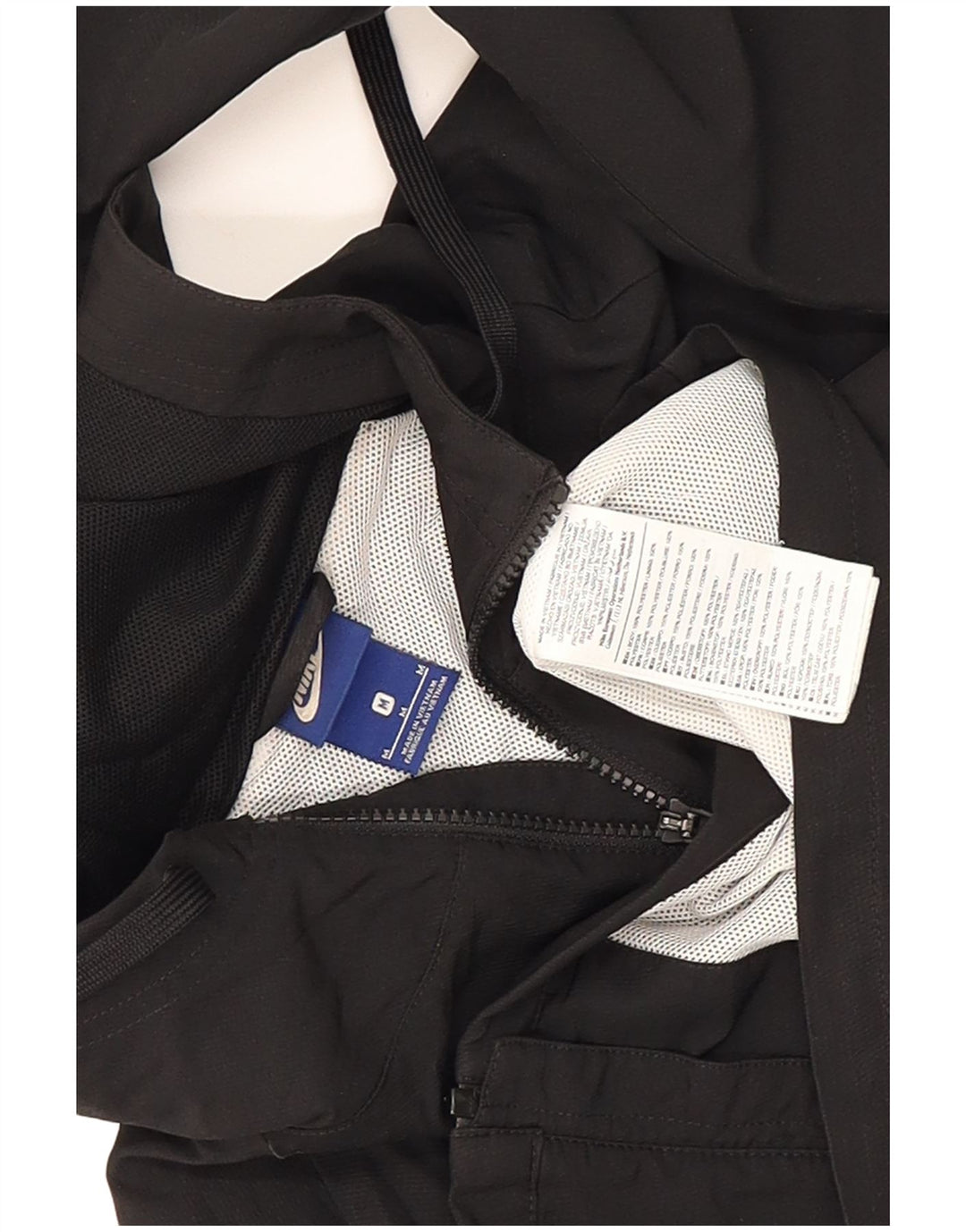 Nike masculino moletom com capuz jaqueta superior poliéster preto médio