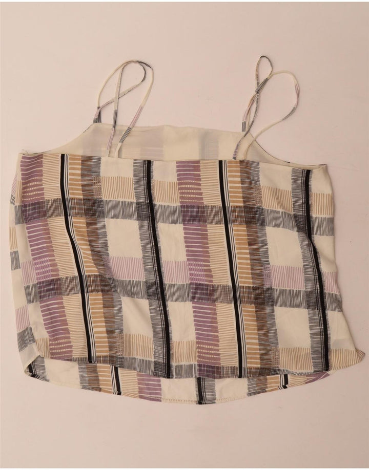 Top feminino Marks & Spencer Crop Cami UK 22 3XL poliéster xadrez bege
