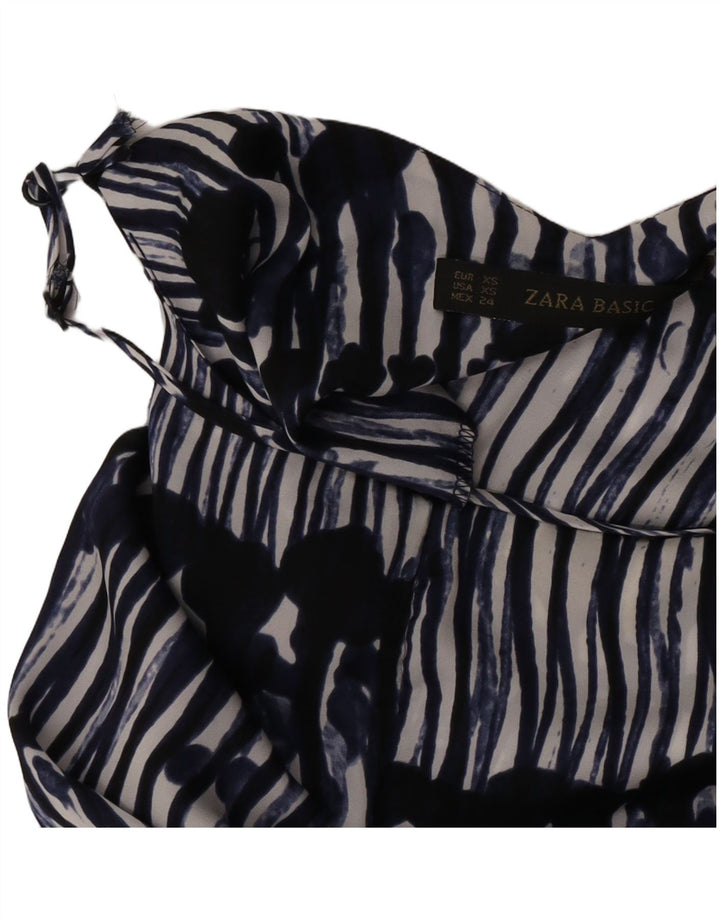 Macacão feminino Zara com padrão abstrato sem mangas Reino Unido 6 XS azul marinho