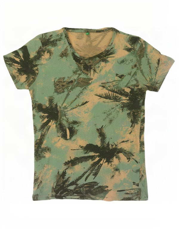 Camiseta masculina Benetton Top pequeno verde havaiano