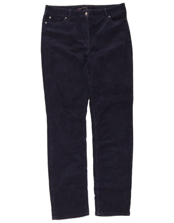 Calça feminina de veludo Marks & Spencer Reino Unido 14 grande W32 L31 azul marinho