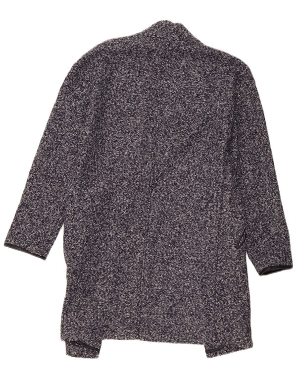 Sobretudo aberto feminino Marks & Spencer Reino Unido 8 pequeno poliéster manchado azul marinho
