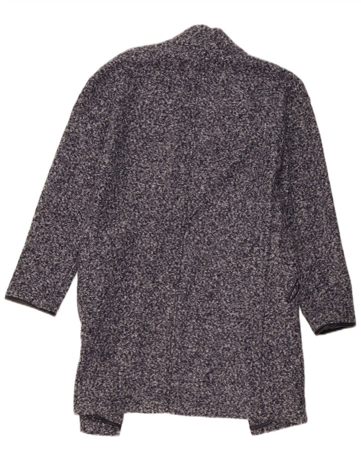 Sobretudo aberto feminino Marks & Spencer Reino Unido 8 pequeno poliéster manchado azul marinho