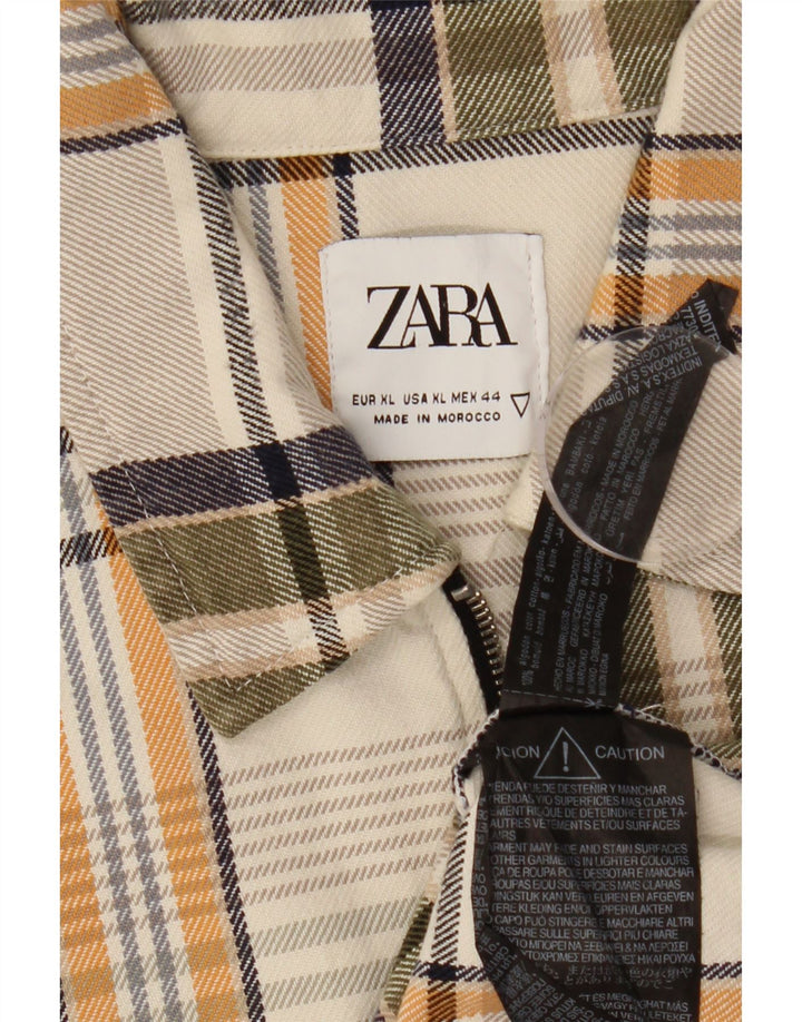 Camisa masculina de flanela Zara XL algodão xadrez multicolorido