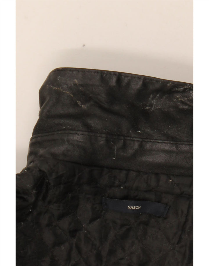 Jaqueta de couro masculina Sasch UK 40 grande couro preto