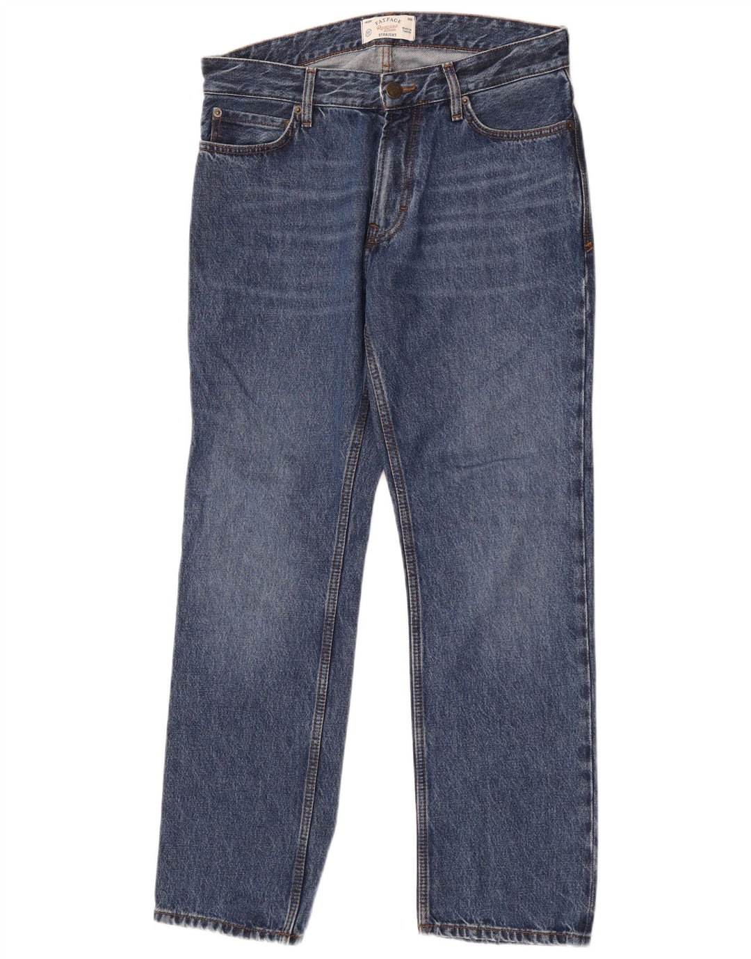 Calça jeans reta masculina Fat Face W30 L30 algodão azul