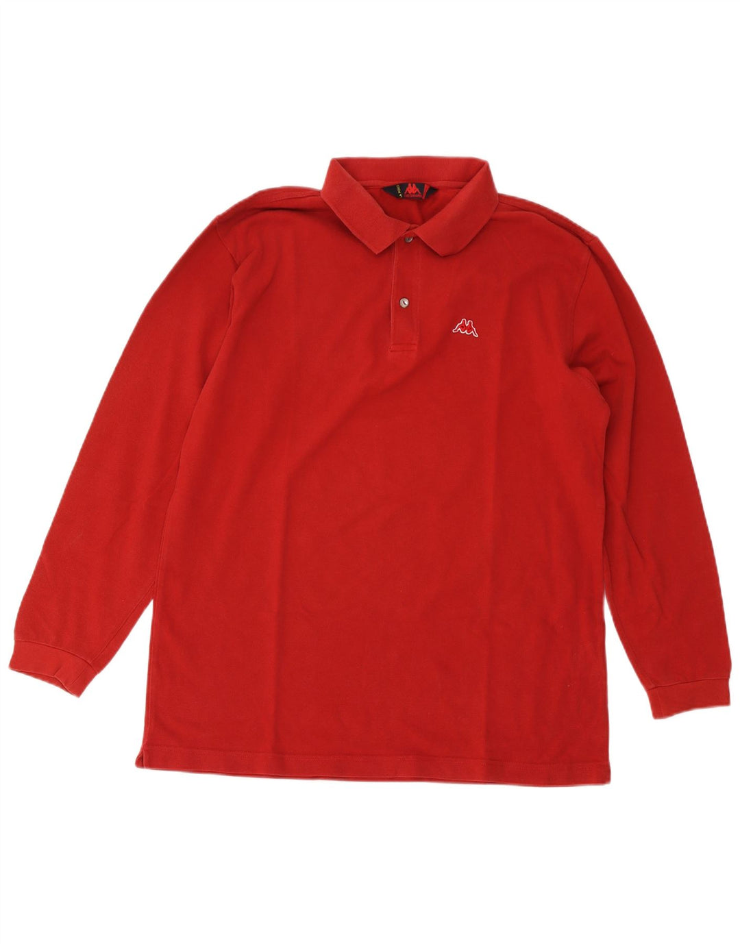 Camisa polo masculina de manga comprida Kappa grande algodão vermelho