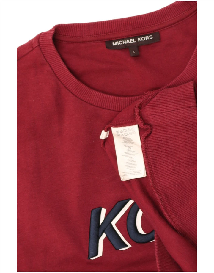 MICHAEL KORS moletom gráfico masculino jumper grande algodão borgonha