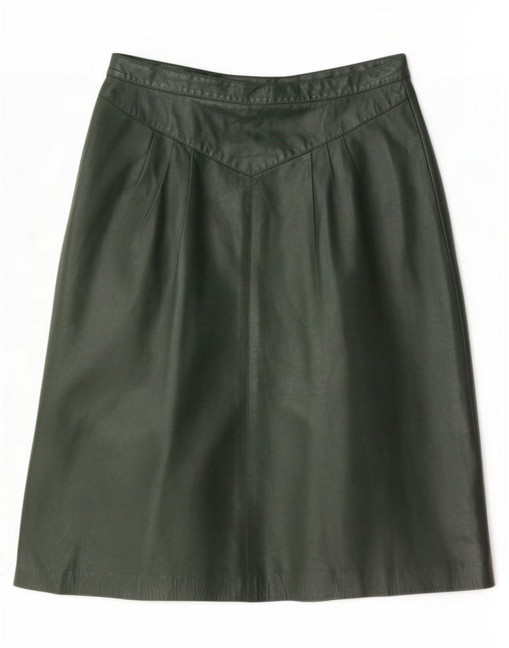 Saia feminina vintage de couro médio W28 verde