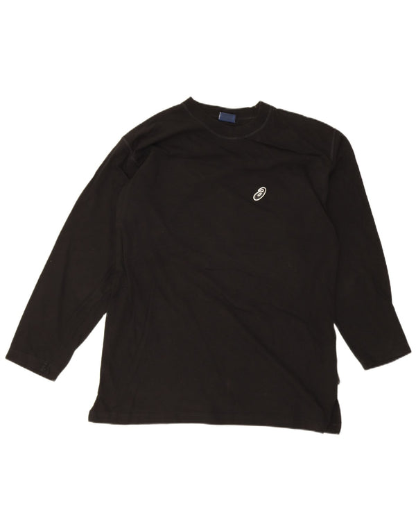 Asics Mens Top Manga Longa Grande Algodão Preto