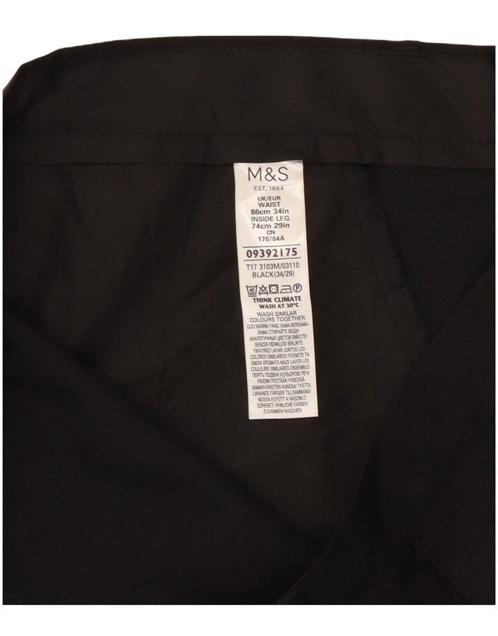 Calça chino reta masculina Marks & Spencer W34 L29 poliéster preto