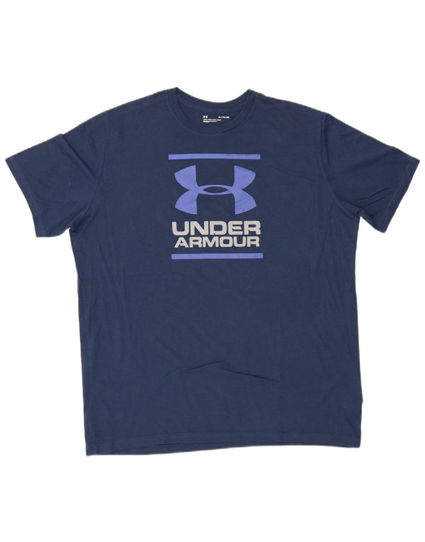 Under Armour Mens Graphic T-Shirt Top XL Navy Blue Cotton